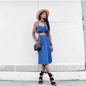 Bebe denim two piece size XS. Worn once